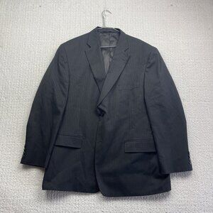 Haggar Men’s Blazer 46R Black Chalk White Stripe Classic Fit Sport Coat Jacket